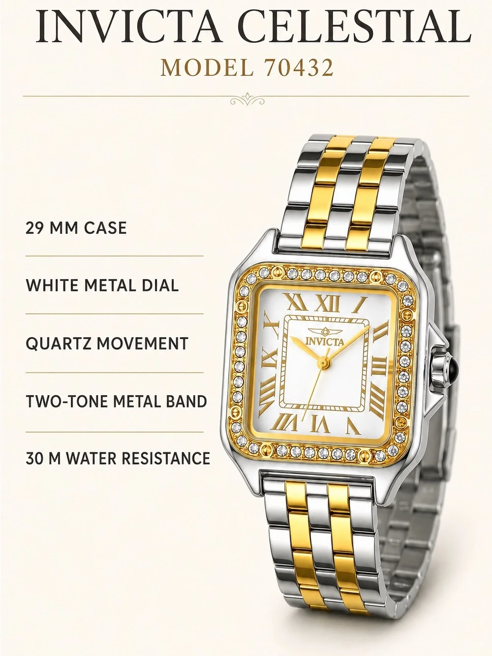 Invicta Celestial 29mm Two-Tone Watch 70432 NIB